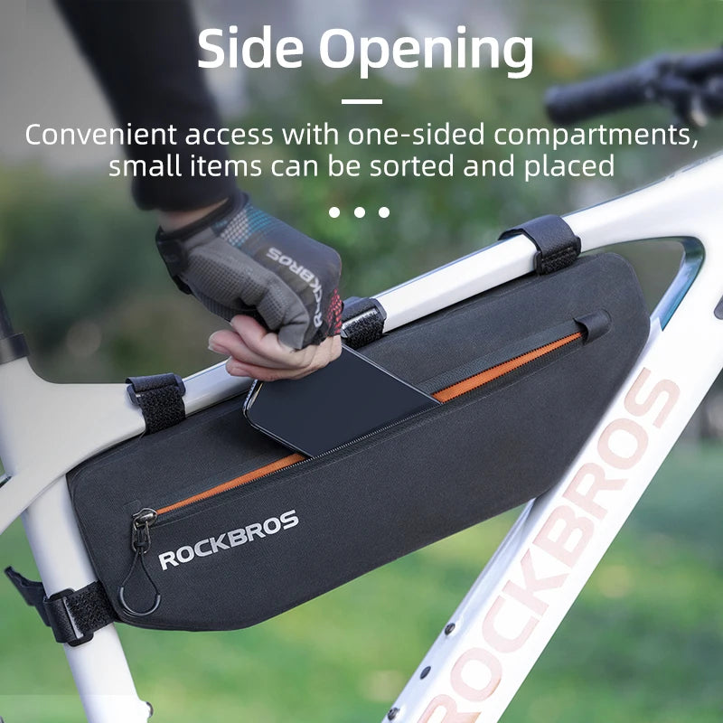 ROCKBROS 3L Waterproof Bike Top Tube Bag – Slim Frame Storage Pouch