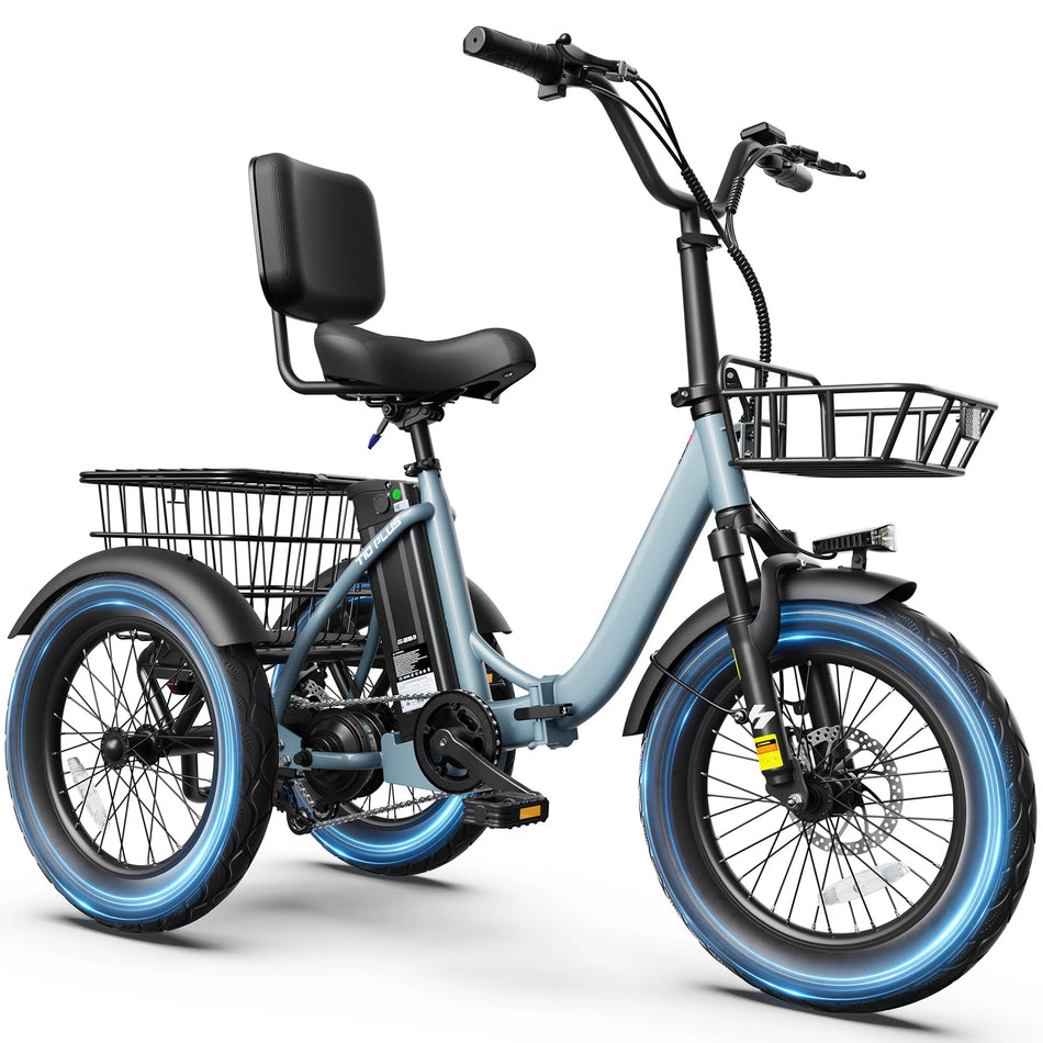 Hopepeak T10 Plus Folding Electric Trike – 1200W Peak, 48V 13Ah