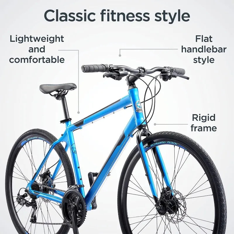 Schwinn Volare Hybrid 28" Sports Road Bike Unisex Aluminum Frame 700c Wheels Double Disc Brake Flat/Drop Handlebar Options
