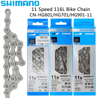 SHIMANO 11-Speed Bicycle Chain for MTB & Road Bike Quick-Link Compatible CN HG601 HG701 HG901 Original Bike Chain 11V 116L
