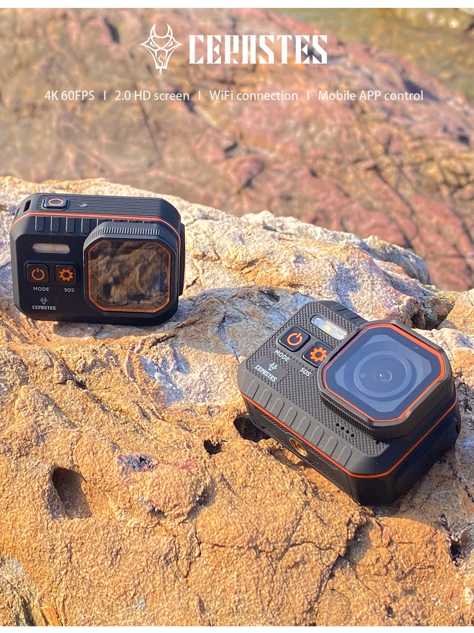 CERASTES Action Camera 4K60FPS With Remote Control Screen Waterproof Sport Camera drive recorder Sports Camera Helmet Action Cam