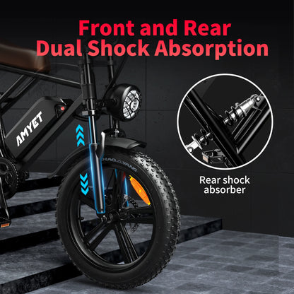 AMYET V9-G60 Adults Electric Bike 1000W Motor Bicycle 48V 20AH 20“ Tire Ebike Electric E Bikes Mountain Moped Ebikes For Men