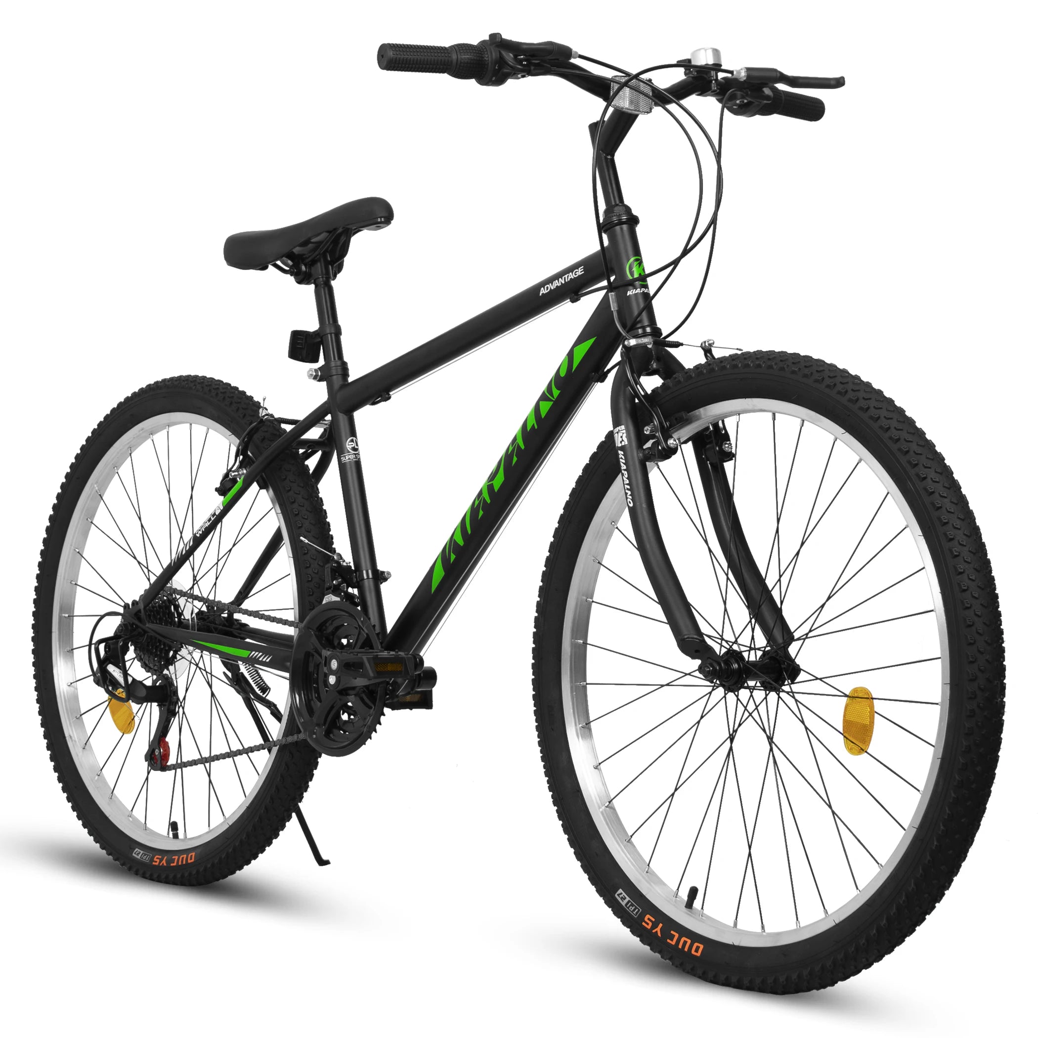 ECARPAT 24/26 Inch Mountain Bike – 21 Speed Steel Frame Dual V Brakes Commuter MTB for Men & Women - Black-Green