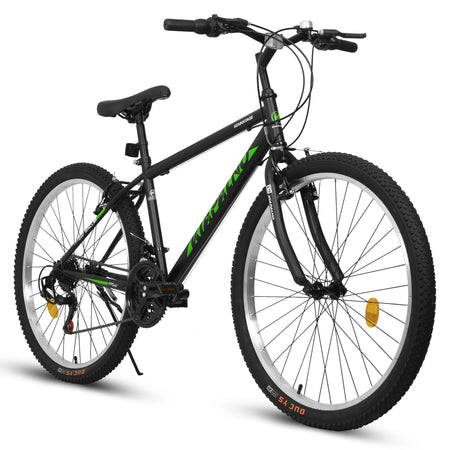 ECARPAT 24/26 Inch Mountain Bike – 21 Speed Steel Frame Dual V Brakes Commuter MTB for Men & Women - Black-Green
