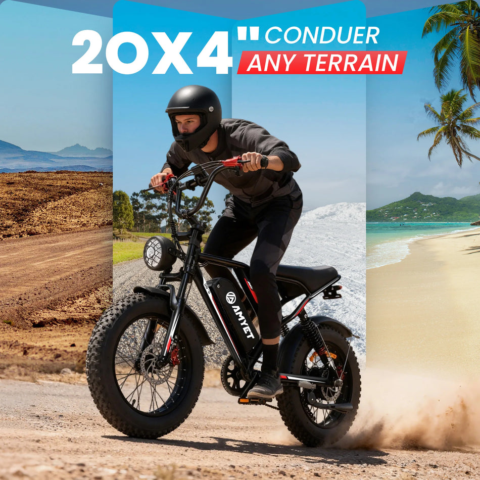 AMYET 1500W Peak Electric Fat Tire Bike | 48V 20Ah Battery & Hydraulic Brakes