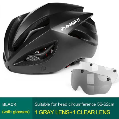 INBIKE Ultralight MTB Bicycle Helmet for Men & Women with Integrated Taillight Safety Hat Adult Cycling Gear Grey Red Blue