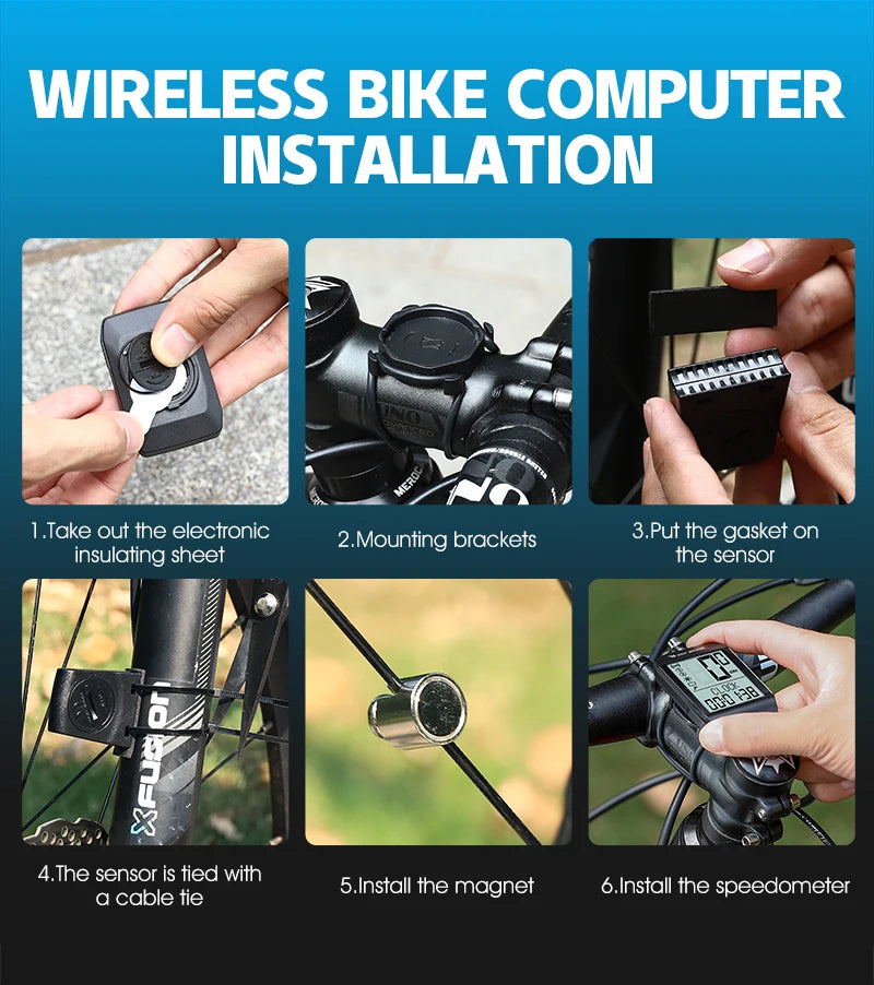 5 Language Waterproof Bicycle Computer Wireless Wired Cycling Odometer Auto Wake & Sleep Bike Speedometer LED Screen Stopwatch