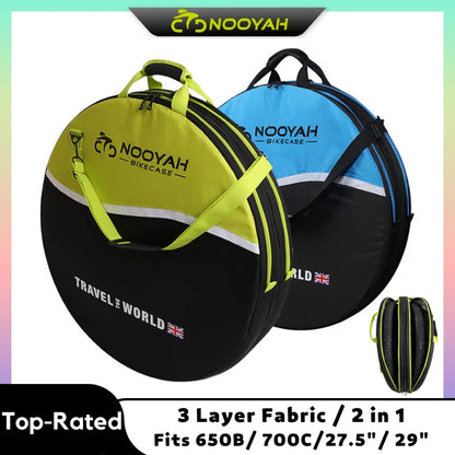 NOOYAH PR002 Bike Wheel Bag Transport Bicycle Bag for MTB Road Bike Wheel Protection 3 Layers Spare Tire Pack 2 in 1