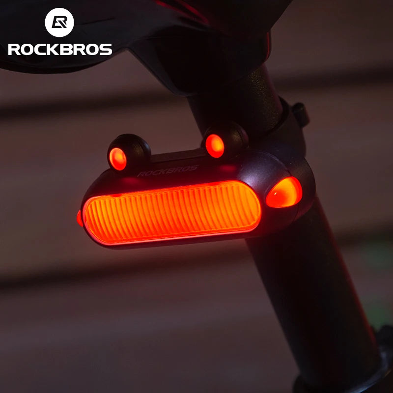 ROCKBROS Bike Rear Light IPX6 Bike Taillight LED Type-C Charging 5Modes Safety Warning Cycling Smart Taillight Rear Bicycle Lamp