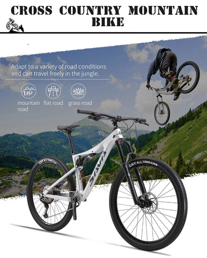 SAVA DENON 6.0 Full Suspension Carbon Frame Mountain Bike with M6100 1*12 Derailleur System, 27.5/29"
