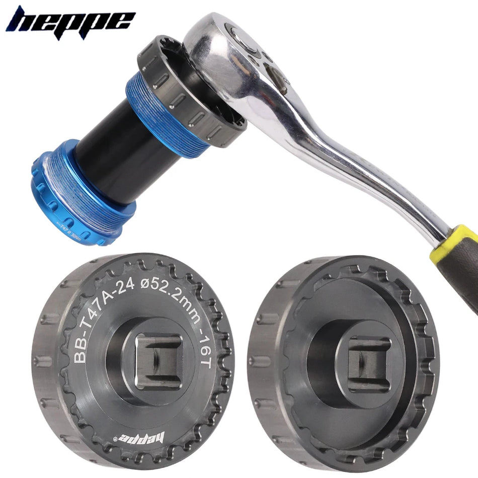 HEPPE Dual-use T47 Bike Bottom Bracket Wrench Aluminum Repair Tool for 16T Ceramicspeed BB Installation & Removal for Mountain Bikes