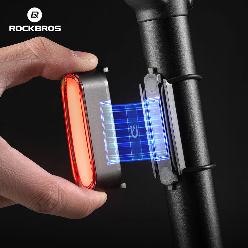 ROCKBROS Bike Tail light Magnetic Bicycle Light IPX6 Waterproof Type-c Rechargeable Mounting Smart 7 Modes Sensor Rear Light