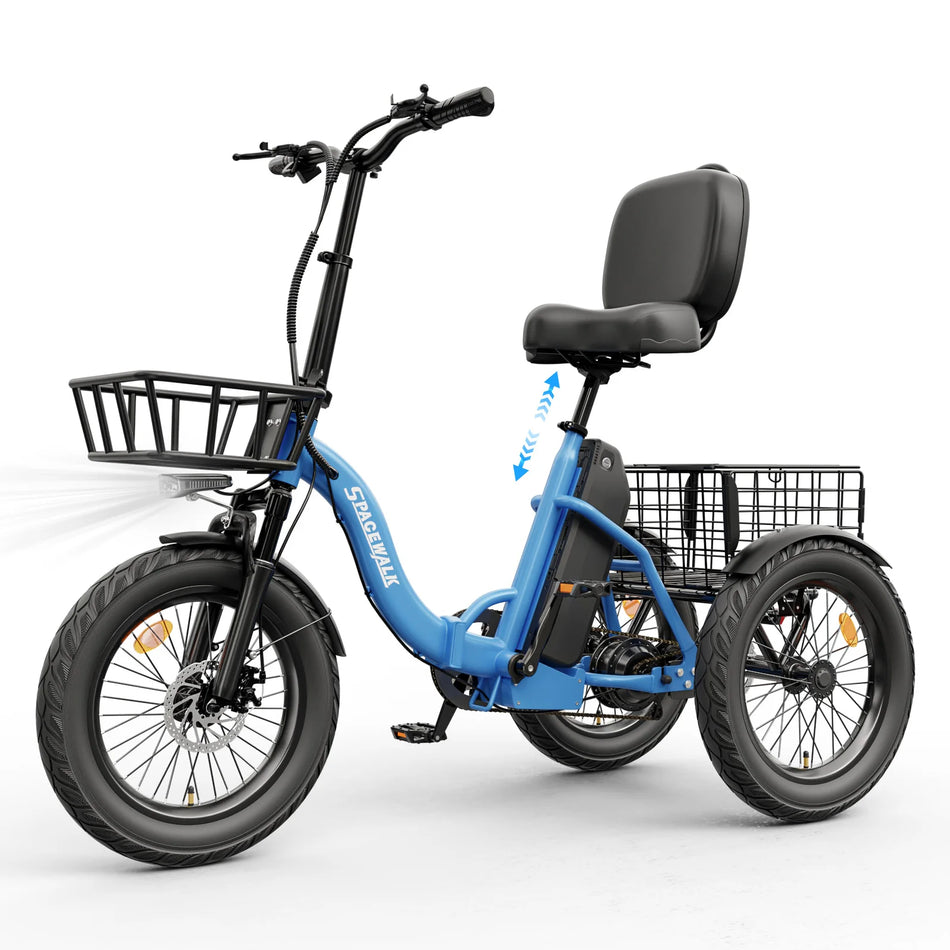 Eilleo Spacewalk Folding Electric Trike – 1200W Peak, 48V 15Ah