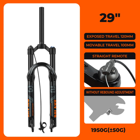BOLANY MTB Air Suspension Fork 120mm Travel 27.5/29’’ Lightweight Magnesium Alloy Quick Release Front Fork - 29 R Black