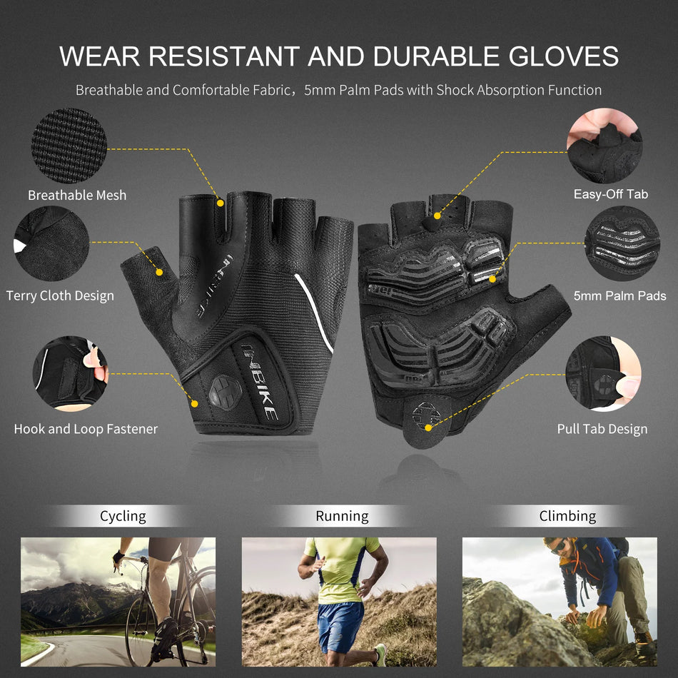 INBIKE Summer Cycling Gloves for Men & Women Half Finger Gel Sport Gloves Road Biking Gym Fitness MTB - Blue Red Black Green Grey
