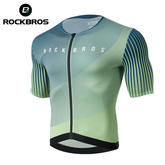 ROCKBROS Men's MTB Cycling Jersey Summer Sportswear Breathable T-Shirt Mountain Bike High-Quality YKK Zipper Short Sleeve GEL Pad