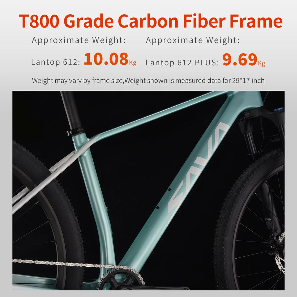 SAVA Lantop 612: High-Performance Carbon Fiber MTB with Shimano Deore M6100 12-Speed