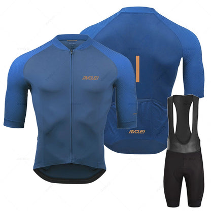 2023 RVOUEI Men Summer Anti-UV Cycling Jersey Set Breathable Bicycle Racing Bike Sport Mtb Cycling Clothing Suit