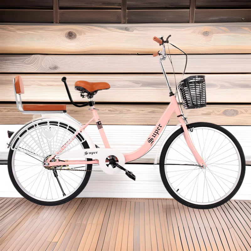 24" Step-Through City Cruiser Bike with Front Basket