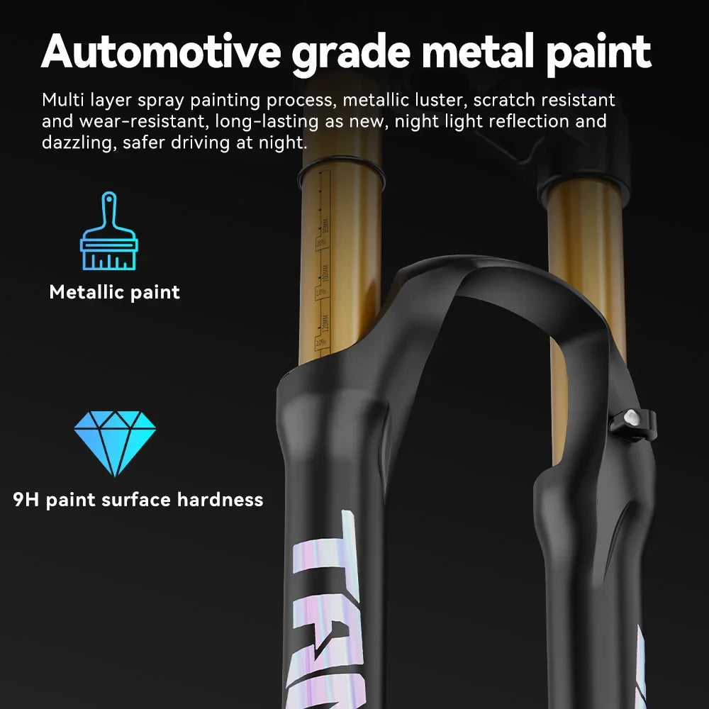 TANKE MTB Air Front Suspension Fork Rebound Adjustable 26/27.5/29’’ Quick Release 120mm Travel Bicycle Fork