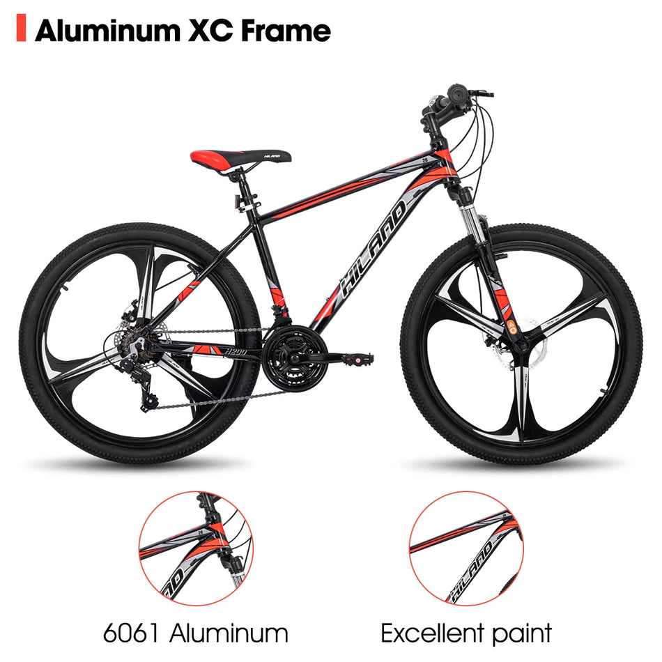 Hiland Mountain Bike,Shimano 21 Speeds Drivetrain,Aluminum Frame 26 Inch Wheels, with Disc-Brake for  Men's  Women MTB Bicycle