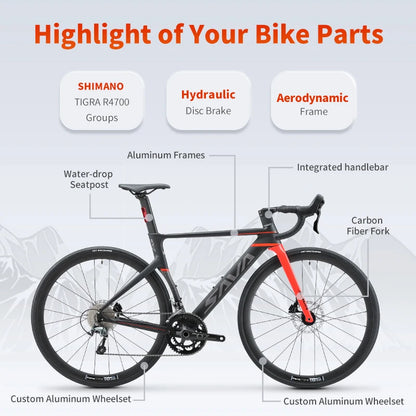 SAVA EX7 TIAGRA R4700 20 Speed Road Bicycle 700c Adult Bicycle  Aluminum Frame + Carbon Fork Bicycle