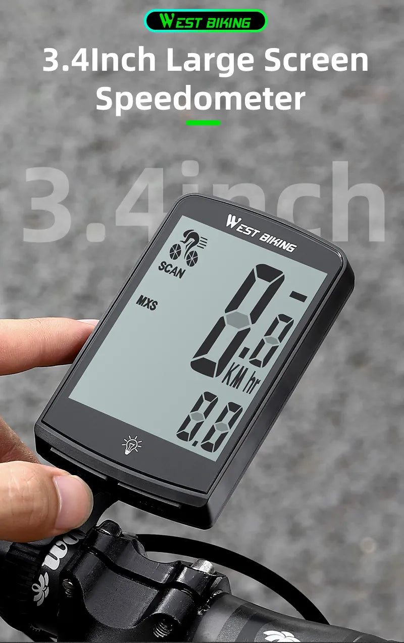 WEST BIKING Wireless Cycling Computer 3.4 Inch Super Large Screen – Velozzo