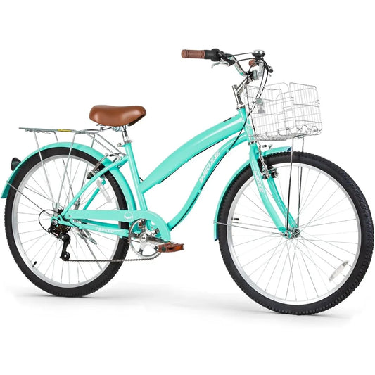 Beach Cruiser Bike, 26 inch Commuter Bicycle for Adult Men and Women,Comfortable City Bikes with Rear Rack or Basket