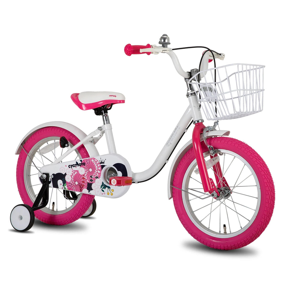 JOYSTAR Girls Bike for Toddlers and Kids Ages 2-7 Year Old, 12 14 16 Inch Kids Bike with Training Wheels, Handbrake and Basket