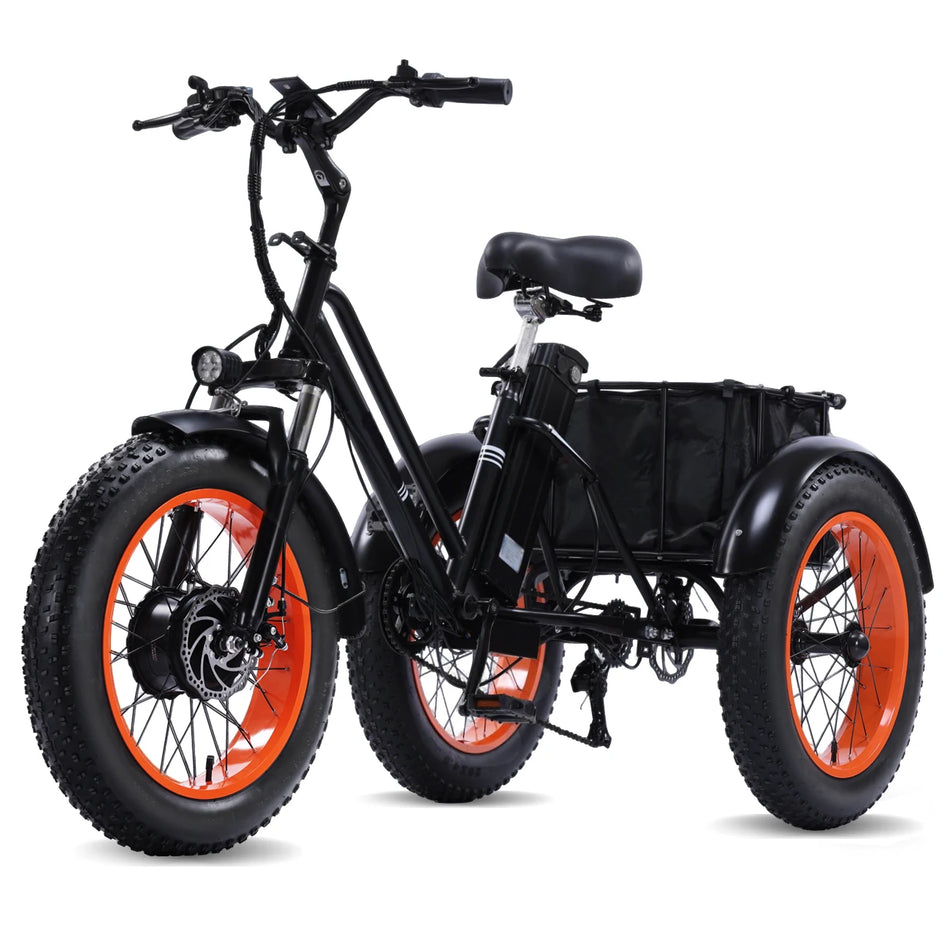 BROOBEY 48V 500W Electric Tricycle for Adults with Brushless Motor Folding Design Large Basket Lithium Battery Ebike Trike