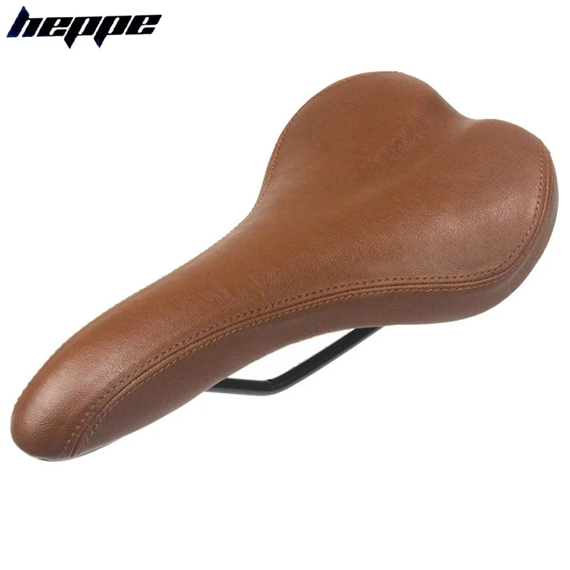 HEPPE Vintage MTB Road Bike Saddle Unisex Retro Cushion Brown PU Leather Classical Cycling Seat Bike Parts