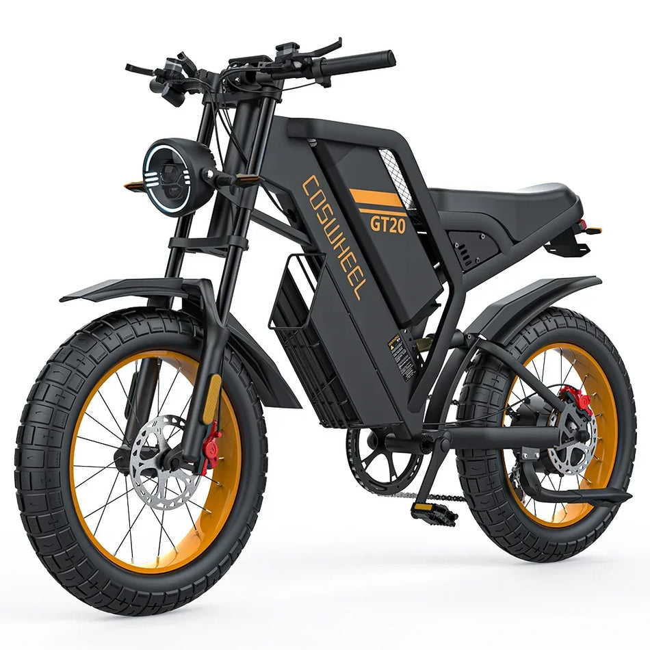 COSWHEEL GT20 Dual Motor 48V 25Ah Electric Bike – 20” Fat Tire Adult E-Mountain Bike with Full Suspension & Dual Oil Disc Brakes