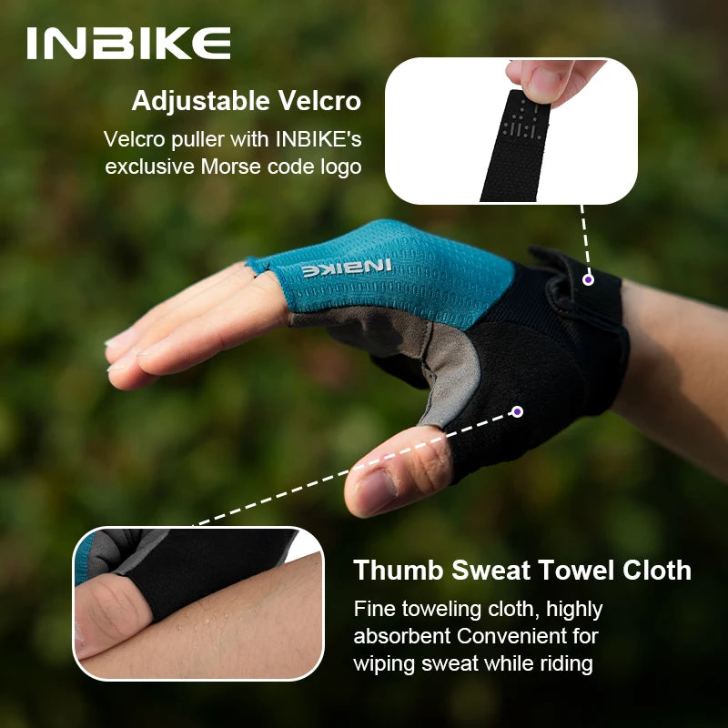 INBIKE Summer Bicycle Gloves Half Finger Shock Absorbing MTB Cycling Gloves Pad Mountain Outdoor Road Bike Gloves for Men Women