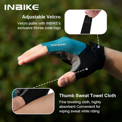INBIKE Summer Bicycle Gloves Half Finger Shock Absorbing MTB Cycling Gloves Pad Mountain Outdoor Road Bike Gloves for Men Women