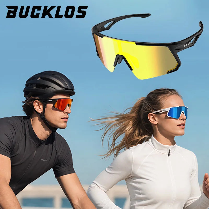 BUCKLOS Polarized UV400 Cycling Sunglasses – TR90 Sports Glasses with Myopia Frame