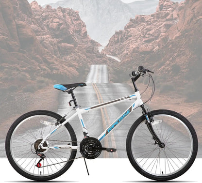 24 Inch Mountain Bike for Men Women 21 Speeds High-Carbon Steel Frame Sport Cycling MTB Bicycle for Adult