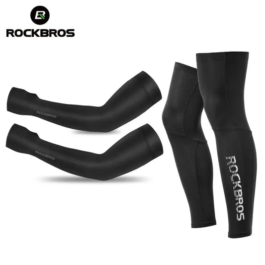 ROCKBROS Men's UV Protection Sunscreen Cycling Arm Sleeves Breathable Camping Basketball Arm Warmers Sports Safety Gear Leg Warmers Cover