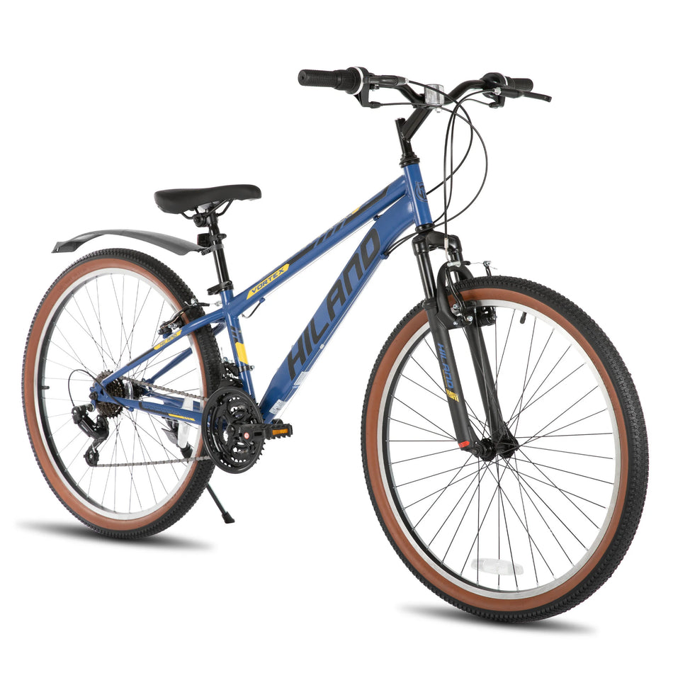 HILAND 26 Inch Mountain Bike for Mens and Womens, 21 Speeds Mountain Bicycle, High-Tensile Steel Frame, V Brake, Hardtail MTB
