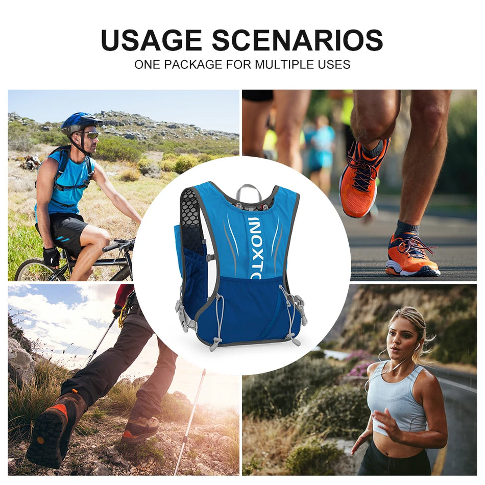 INOXTO 5L Lightweight Unisex Running Hydration Vest Portable Backpack for Marathon Cycling And Hiking Ultra-Thin Polyester Vest