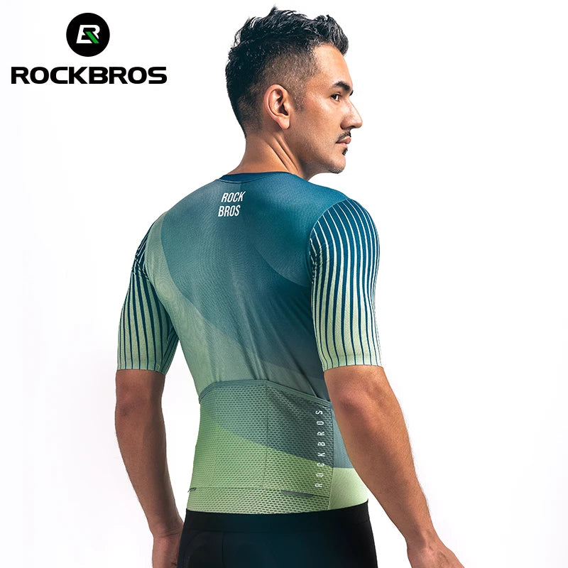 ROCKBROS Men's MTB Cycling Jersey Summer Sportswear Breathable T-Shirt Mountain Bike High-Quality YKK Zipper Short Sleeve GEL Pad