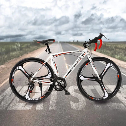 APanAme 14-21 Speed Road Light Aluminum Alloy Frame.700C Wheel with Dual Disc/V Brakes,Adult Faster Racing Bike