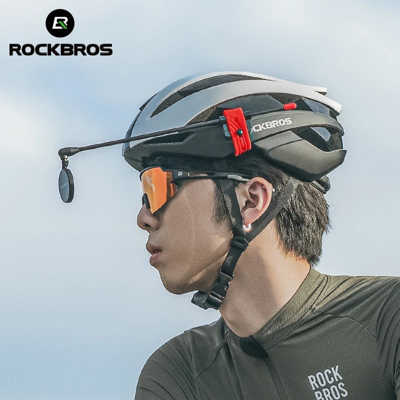ROCKBROS Bicycle Helmet Rearview Mirror 360 Degree Rotatable Flexible Aluminum Safety Helmet Adjustable Riding Mirror