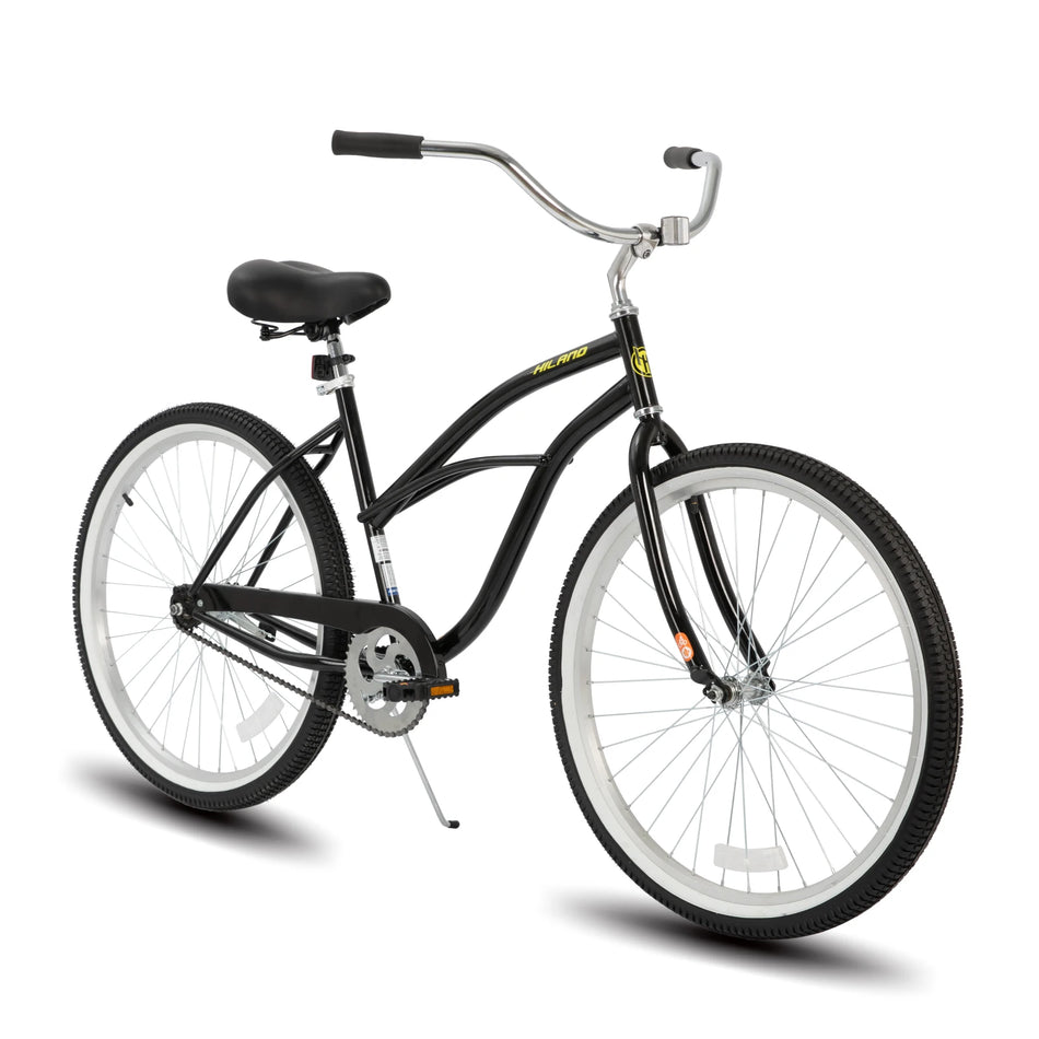 HILAND 26 Inch Womens Beach Cruiser Bike, Single Speed Commuter Bike with Rear Coaster Brake, Comfortable Seat with Dual Springs