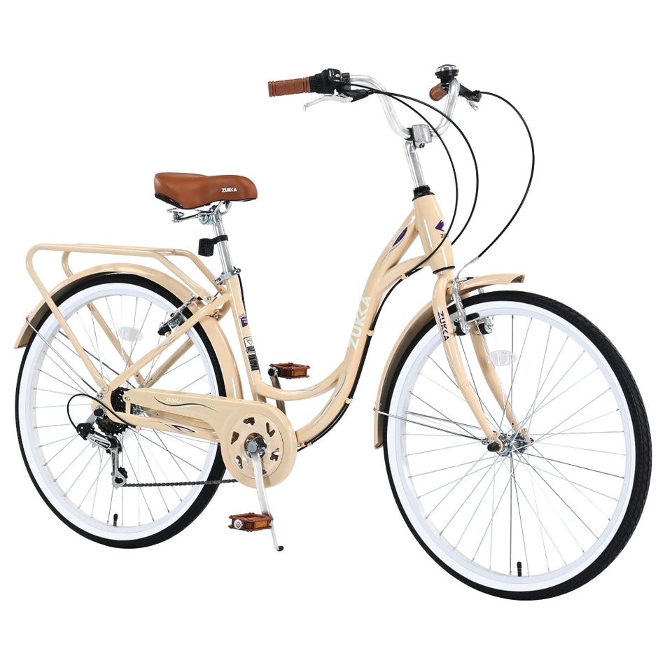 24" Women's 7-Speed Step-Through City Bike – Steel Frame