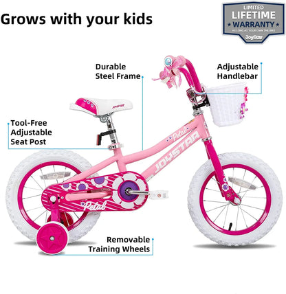 JOYSTAR 12 14 16 Inch Kids Bike with Training Wheels and Basket for 2-7 Years Old Girls