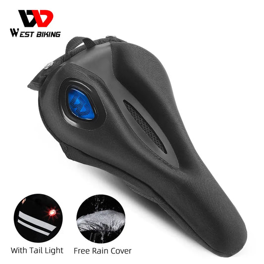 WEST BIKING Saddle Cover with Safety Taillights Comfortable Gel Memory Foam