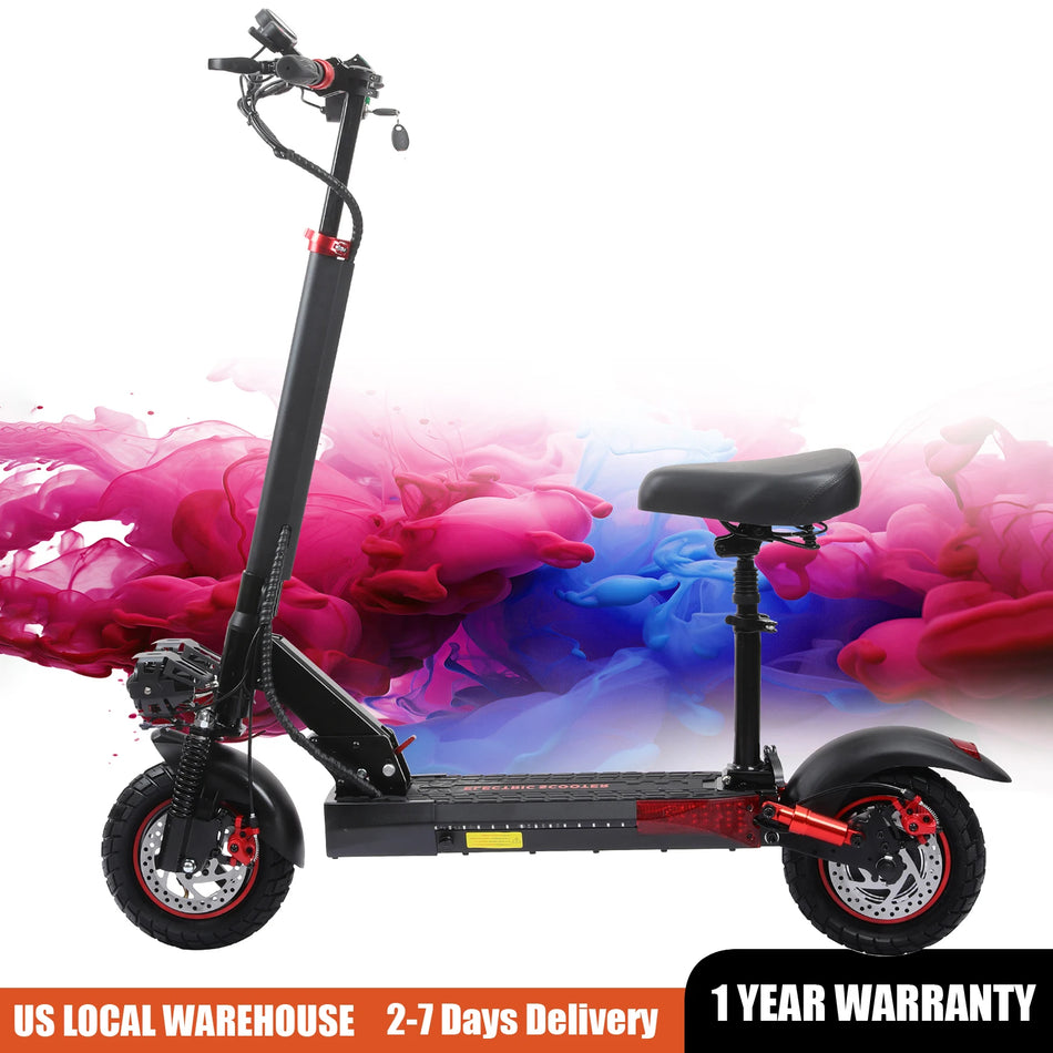 FREEBOY Black 800W Electric Scooter for Adults with Seat 48V 15Ah Battery Foldable Commuter Scooter 50-55KM Range