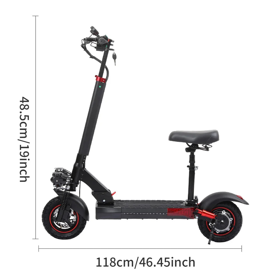 J01 Motor 800W Adult Electric Scooter with Seat Fast Folding 28MPH Off-Road Tires Commuter E-Scooter Lithium Battery Powered