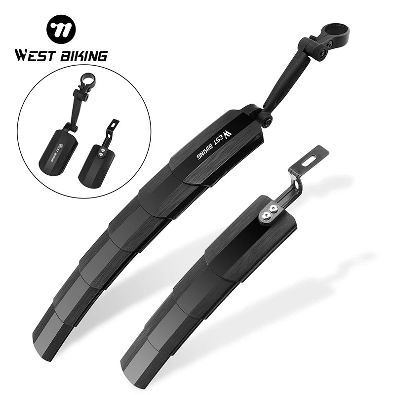 WEST BIKING Universal Foldable Bike Mudguard MTB Fender - Front Rear Cycling Wheel Wings Mud Guard for Mountain Bikes Lightweight Durable Quick Release
