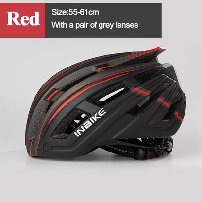 INBIKE Ultralight Men's Bicycle Helmet with Goggles And Taillight for MTB Road Cycling - Adult Integrally-Molded Bike Safety Gear